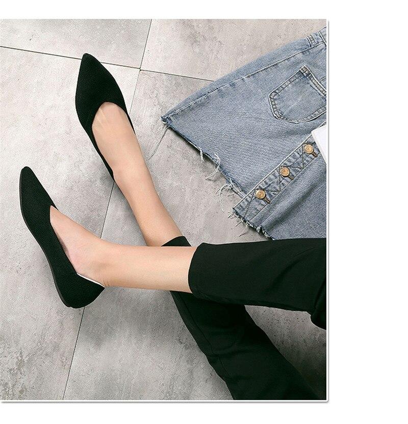 2019 Women's Flat Shoes Ballet Shoes Breathable Knit Pointed Shoes Moccasin Mixed Color Women's Soft Shoes Women Zapatos De