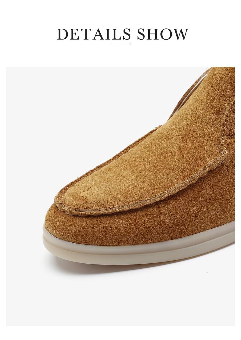 Smile Circle/Spring Women Genuine Leather Nude Flats Casual Shoes Slip-On Penny loafers Autumn Ladies Lazy shoes